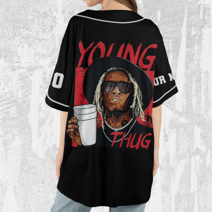 Personalize Young Thug Cool Black And Red Jersey, Young Thug Baseball Jersey 5