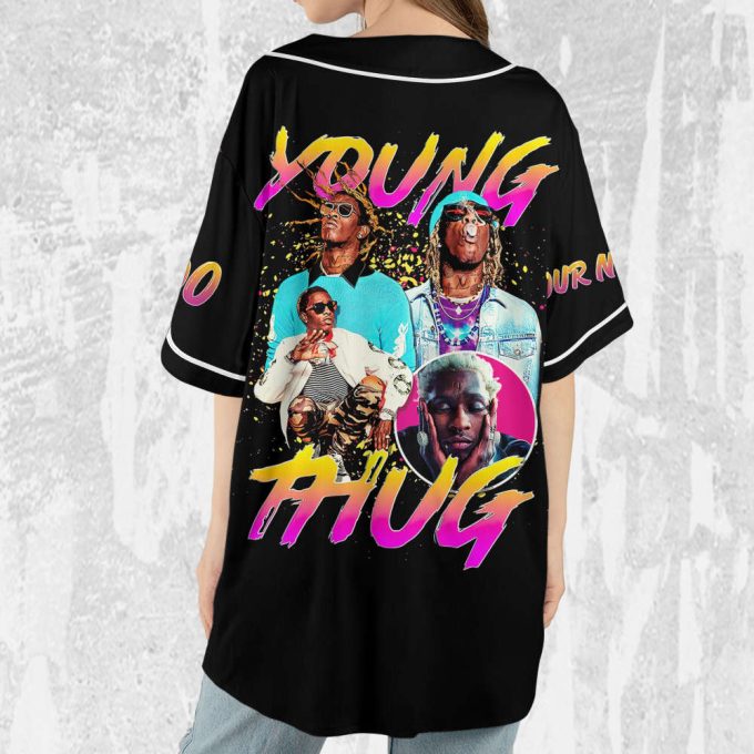 Personalize Young Thug Retro Colorful Jersey, Young Thug Baseball Jersey 4