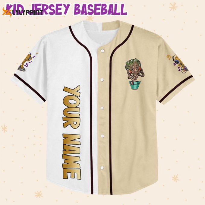 Personalized Baby Groot Listening Music And Dancing Baseball Jersey 2