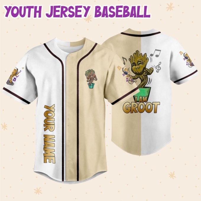 Personalized Baby Groot Listening Music And Dancing Baseball Jersey 5