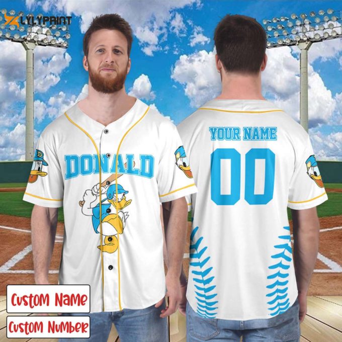 Personalized Disney Donald Baseball Jersey Shirt, Custom Donald Baseball Shirt 1