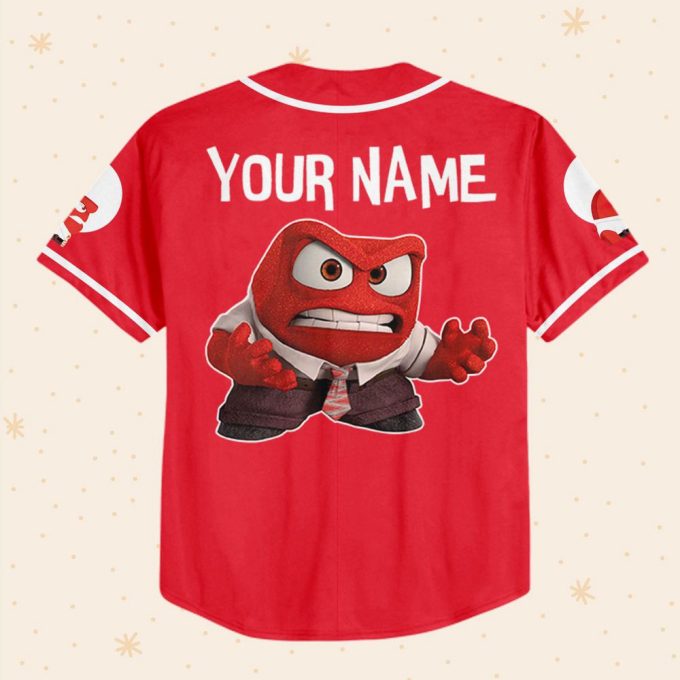 Personalized Disney Inside Out Anger Baseball Jersey 3