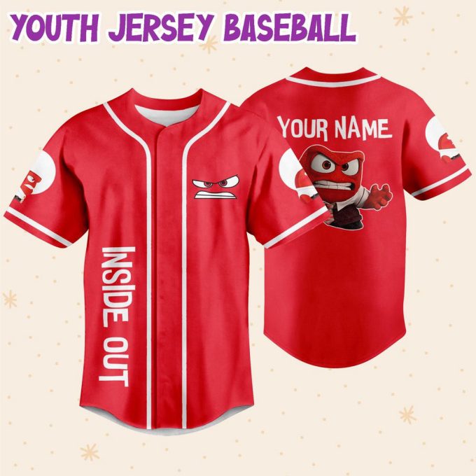 Personalized Disney Inside Out Anger Baseball Jersey 5
