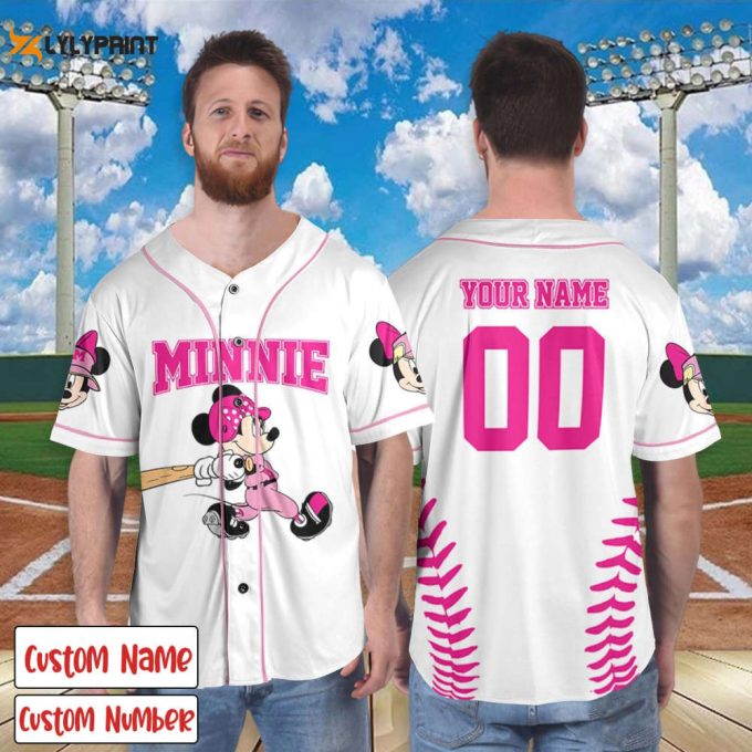 Personalized Disney Minnie Baseball Jersey Shirt, Custom Minnie Baseball Shirt 1