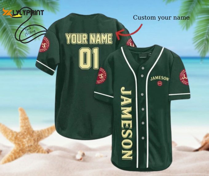 Personalized Green Jameson Whiskey Baseball Jersey 1