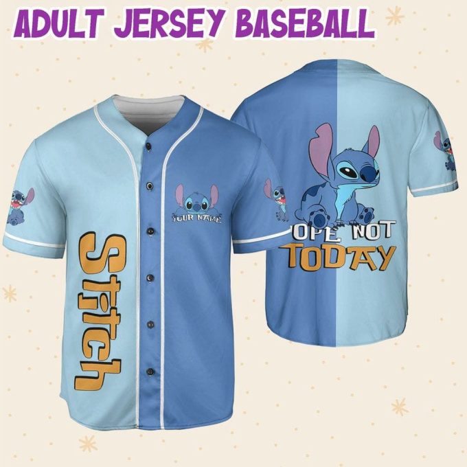Personalized Vintage Disney Stitch Nope Not Today Baseball Jersey 6