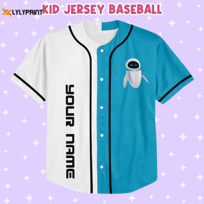 Personalized Wall E Eve Half And Half Baseball Jersey 2