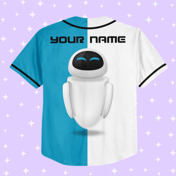 Personalized Wall E Eve Half And Half Baseball Jersey 3