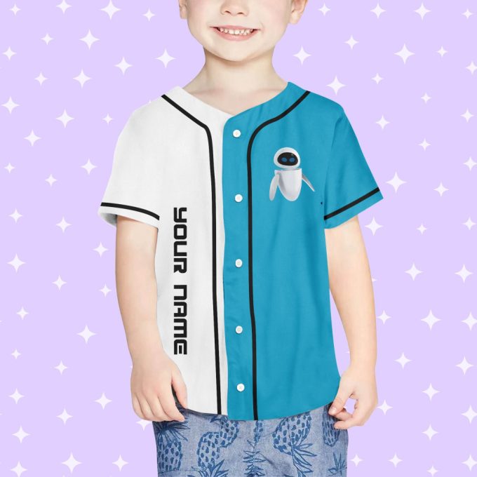 Personalized Wall E Eve Half And Half Baseball Jersey 4