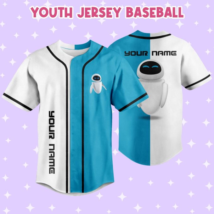 Personalized Wall E Eve Half And Half Baseball Jersey 5