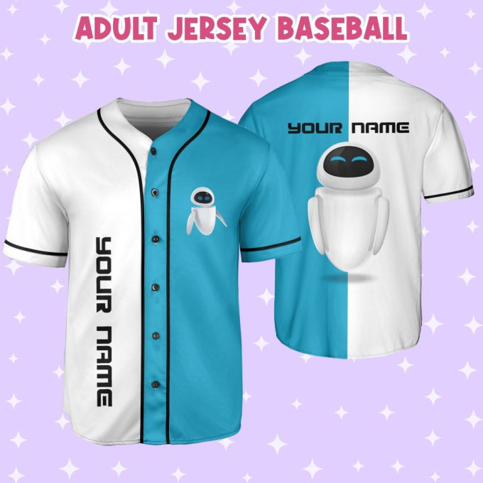 Personalized Wall E Eve Half And Half Baseball Jersey 6