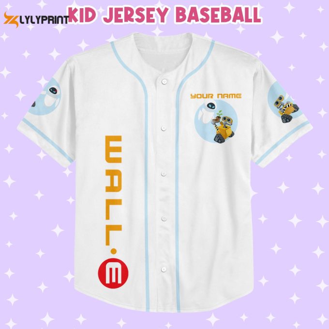 Personalized Wall E Eve Illustration Baseball Jersey 2