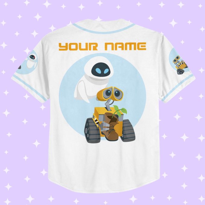 Personalized Wall E Eve Illustration Baseball Jersey 3