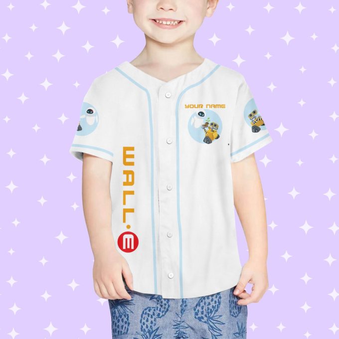 Personalized Wall E Eve Illustration Baseball Jersey 4