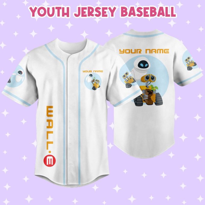 Personalized Wall E Eve Illustration Baseball Jersey 5