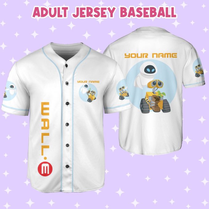 Personalized Wall E Eve Illustration Baseball Jersey 6