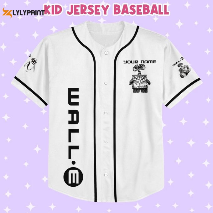 Personalized Wall E Eve Sketch Baseball Jersey 2