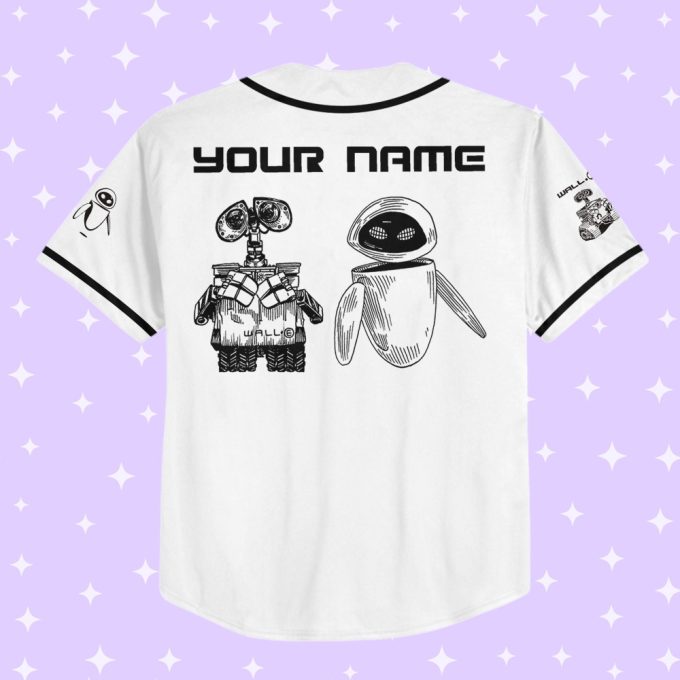 Personalized Wall E Eve Sketch Baseball Jersey 3