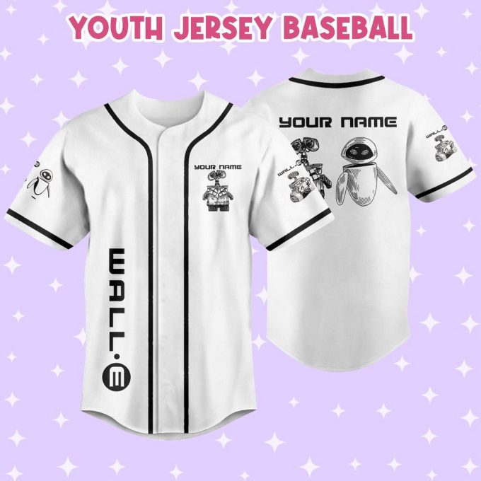 Personalized Wall E Eve Sketch Baseball Jersey 5