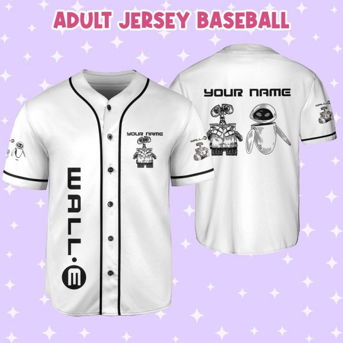 Personalized Wall E Eve Sketch Baseball Jersey 6