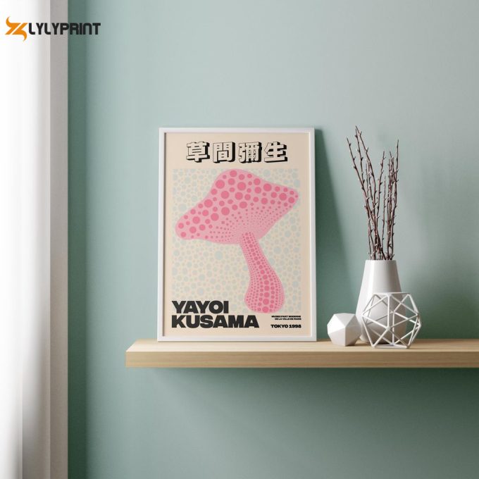 Pink And Blue Yayoi Kusama Print, Yayoi Kusama Poster Download, Exhibition Poster Japanese Art Print 1