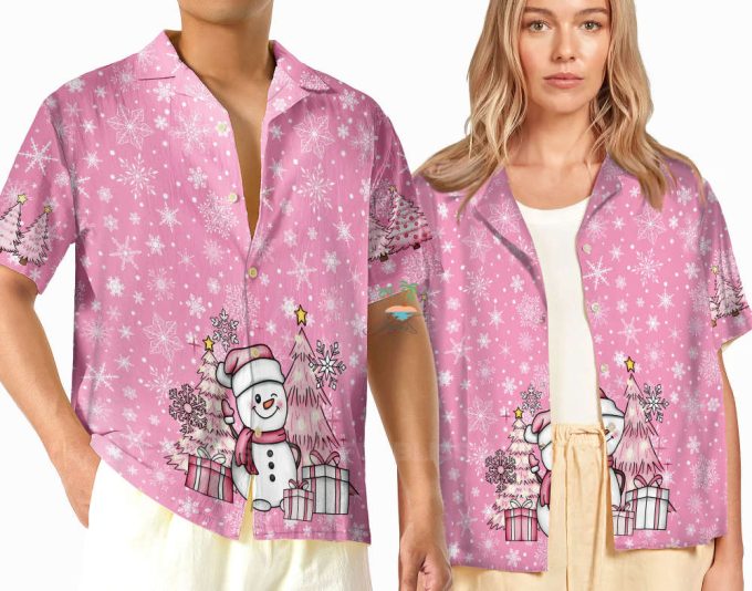 Pink Christmas Breast Cancer Awareness Hawaiian Shirt 2