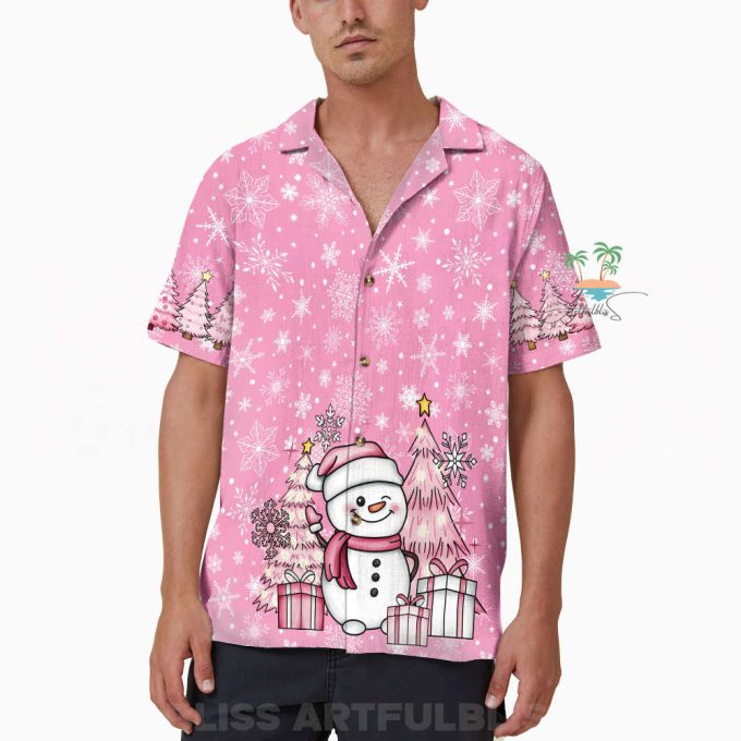 Pink Christmas Breast Cancer Awareness Hawaiian Shirt 3