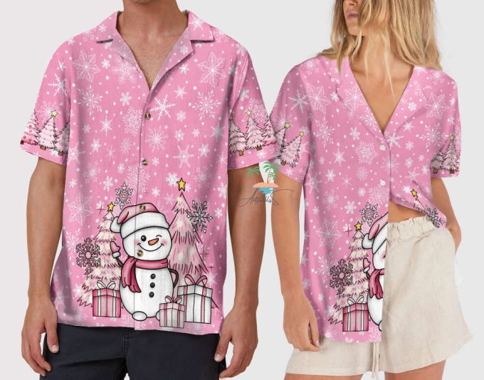 Pink Christmas Breast Cancer Awareness Hawaiian Shirt 4