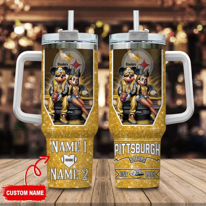 Pittsburgh Steelers Nfl Mickey And Minnie Couple 40Oz Stanley Tumbler Custom Name 2