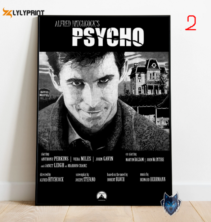 Psycho Poster, Anthony Perkins Wall Art, Rolled Canvas Print, Movie Poster Gift 2