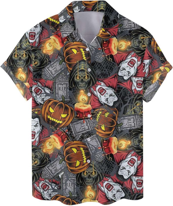 Pumpkin Halloween Hawaiian Shirt, Horror Aloha Shirt 4