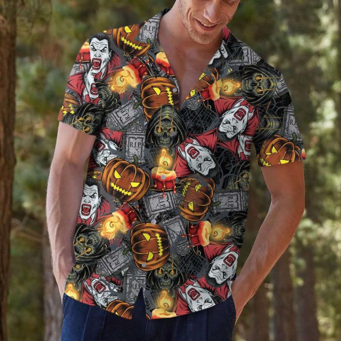 Pumpkin Halloween Hawaiian Shirt, Horror Aloha Shirt 5