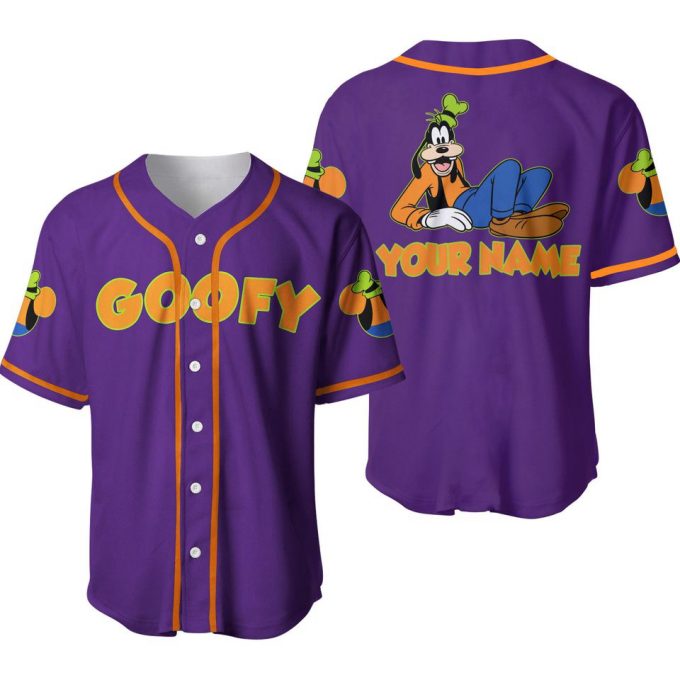 Purple Goofy Disney Personalized Baseball Jersey 3