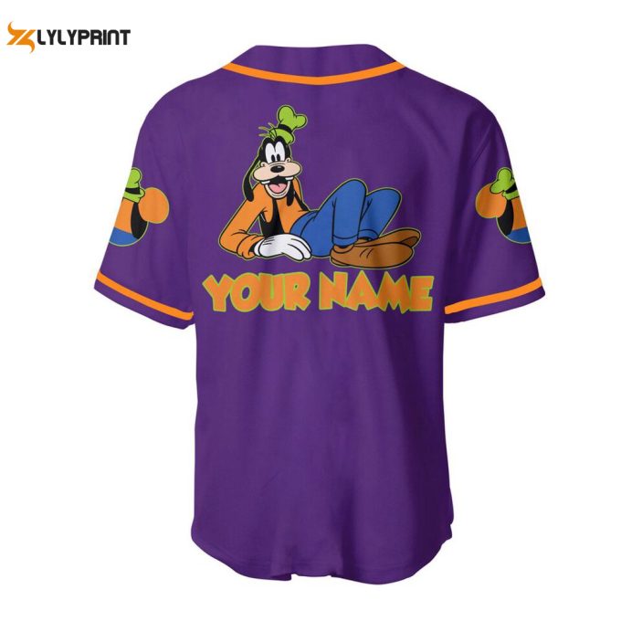 Purple Goofy Disney Personalized Baseball Jersey 1