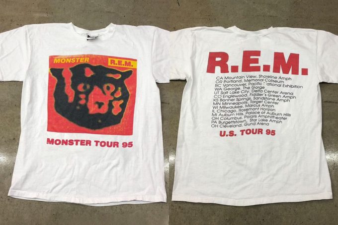 R.e.m Monster Tour '95 Unisex T-Shirt, 1995 90S Rem Band Music Concert Shirt, Rem Rock Monster Tour Shirt, Monster Shirt, Halloween Gift 2