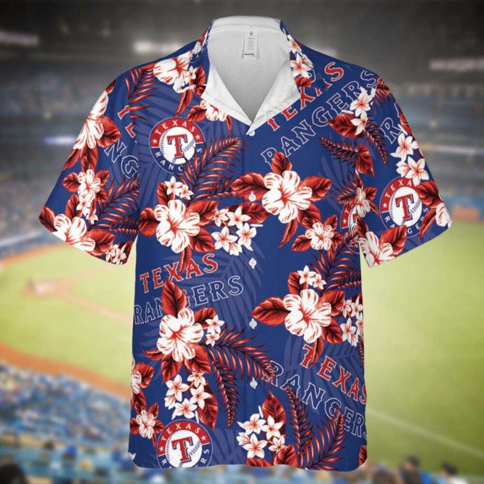 Rangers Baseball Hawaiian Flowers Pattern, Texas Baseball Hawaiian Shirt For Men Women Kids 2