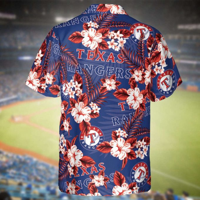 Rangers Baseball Hawaiian Flowers Pattern, Texas Baseball Hawaiian Shirt For Men Women Kids 3