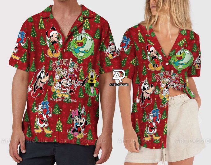 Retro Disneyland Christmas Hawaiian Shirt, Mickey And Friends Christmas 5