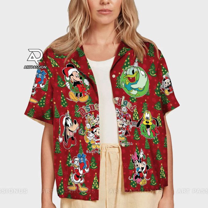 Retro Disneyland Christmas Hawaiian Shirt, Mickey And Friends Christmas 7