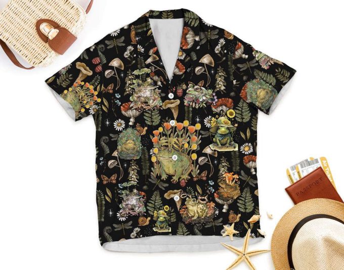 Retro Frog Hat Hawaiian Shirt, Frog Mushroom Shirt 6