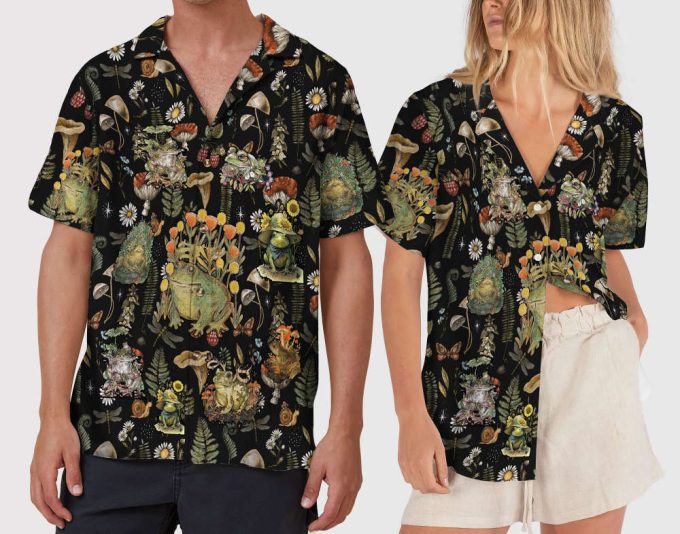 Retro Frog Hat Hawaiian Shirt, Frog Mushroom Shirt 5