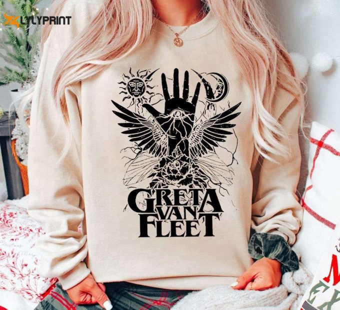 Retro Greta Van Fleet Sweatshirt T-Shirt: Musical Rock Band Graphic Anniversary Gift 1