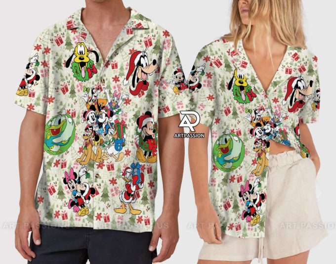 Retro Mickey Mouse Christmas Hawaiian Shirt, Xmas Holiday Disney 5