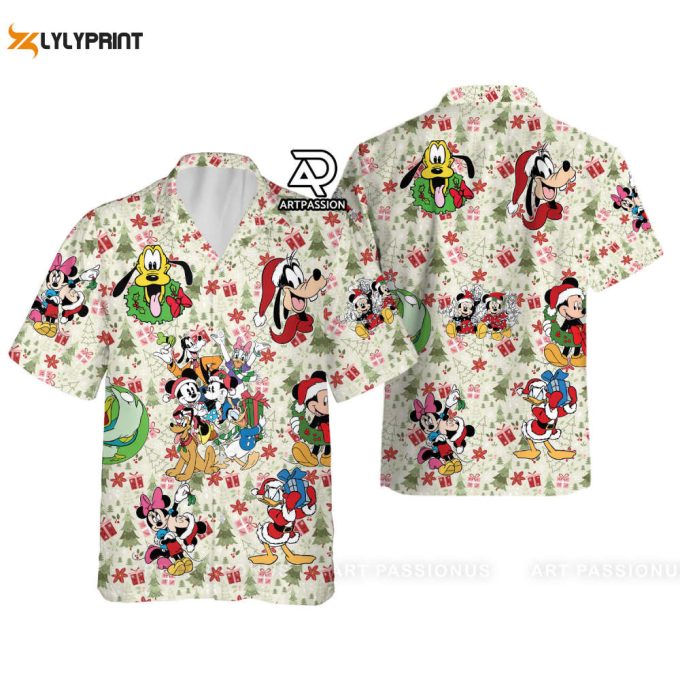 Retro Mickey Mouse Christmas Hawaiian Shirt, Xmas Holiday Disney 1