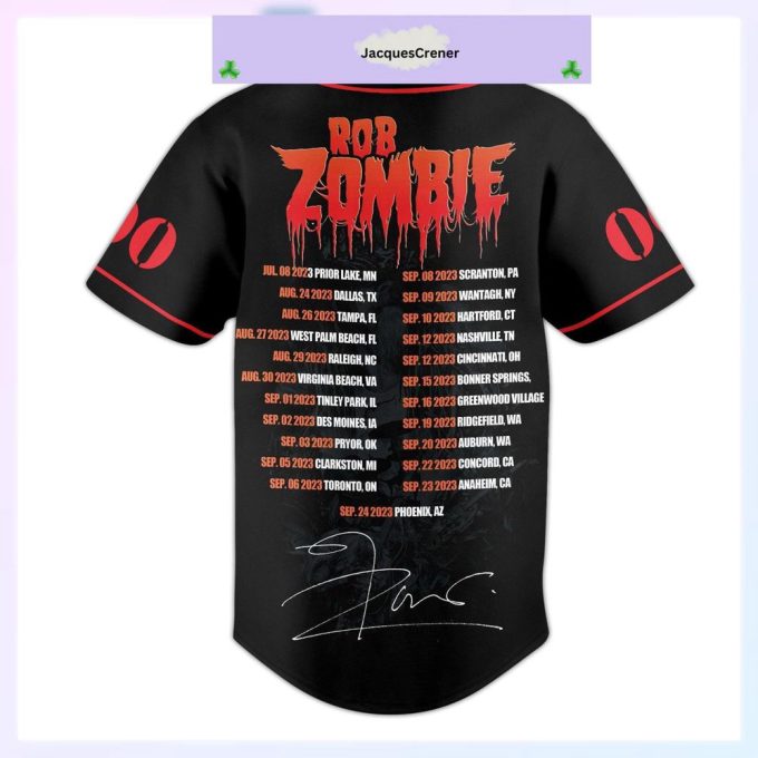 Rob Zombie Jersey, Rob Zombie Baseball Jersey 3