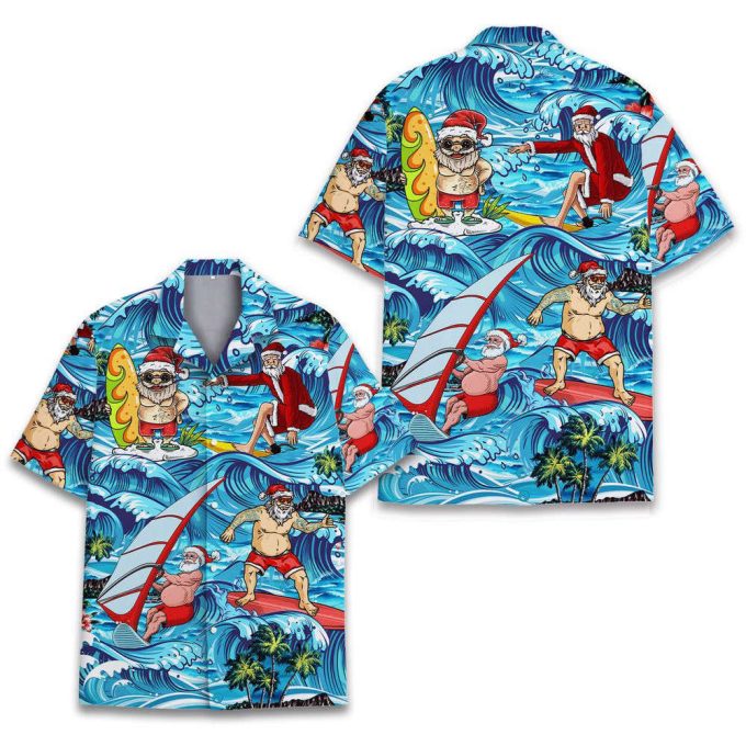 Santa Claus Hawaiian Shirt, Tropical Surfing Santa Hawaiian 3