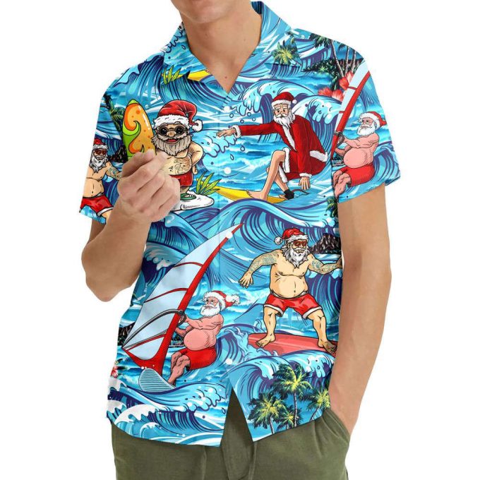 Santa Claus Hawaiian Shirt, Tropical Surfing Santa Hawaiian 4
