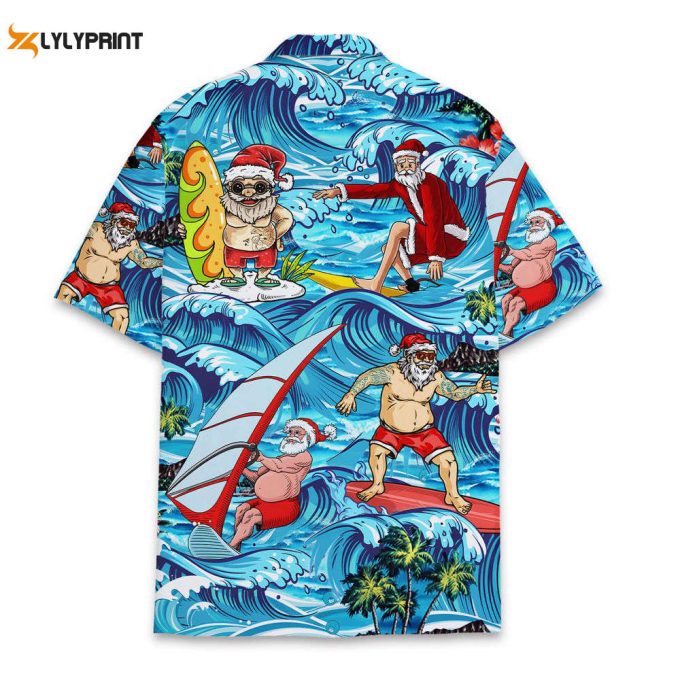 Santa Claus Hawaiian Shirt, Tropical Surfing Santa Hawaiian 1