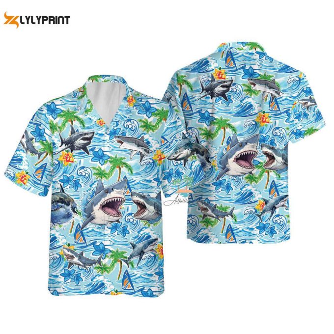 Shark Aloha Hawaiian Shirt, Beach Party Shark Lover Hawaii Shirt 1