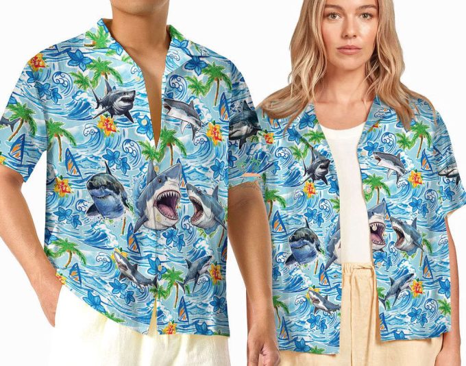 Shark Aloha Hawaiian Shirt, Beach Party Shark Lover Hawaii Shirt 2